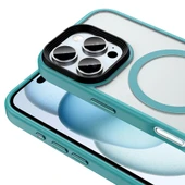 iPhone 16 Pro Kılıf Mat Arka Yüzey Wireless Şarj Özellikli Flet Magsafe Kapak thumbnail 2