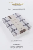 %100 PAMUKLU BASKILI ÇİFT KİŞİLİK TEK PİKE EKOSE İNDİGO 200X240 - 1