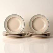 GÜRAL PORSELEN Valeron 6 Adet 22 Cm Çukur Yemek Tabağı Reaktif Agate 969 thumbnail 4