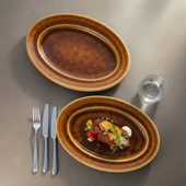 GÜRAL PORSELEN Valeron 2 Adet 24 Cm Kayık Tabak Reaktif Saura 137 thumbnail 2