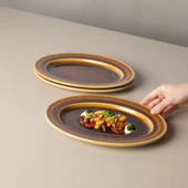 GÜRAL PORSELEN Valeron 2 Adet 24 Cm Kayık Tabak Reaktif Saura 137 thumbnail 1