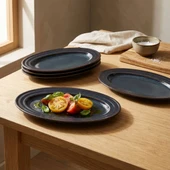 GÜRAL PORSELEN Valeron 2 Adet 21 Cm Kayık Tabak Reaktif Oasis Vr 1131 thumbnail 5