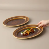 GÜRAL PORSELEN Valeron 2 Adet 24 Cm Kayık Tabak Reaktif Saura 137 thumbnail 4