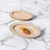 GÜRAL PORSELEN Valeron 2 Adet 21 Cm Kayık Tabak Reaktif Agate  Vr 969 - 1