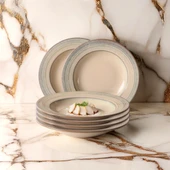 GÜRAL PORSELEN Valeron 6 Adet 22 Cm Çukur Yemek Tabağı Reaktif Agate 969 - 1