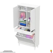 Modilayn YENİ AFRA 80x173x32,5 cm' lik 1 Çekmece, 2 Göz Sepet, 2 Kapak, 6 Raf Dar Alan Banyo Dolabı thumbnail 5