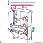 Modilayn YENİ AFRA 80x173x32,5 cm' lik 1 Çekmece, 2 Göz Sepet, 2 Kapak, 4 Raf Dar Alan Banyo Dolabı - 4