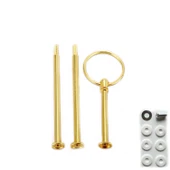 Epoksi 3 Katlı Meyve Ve Cupcake Stant Bağlantı Aparatı Stant Tutucu Yuvarlak Halkalı   Gold - 1