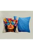9Renk Rengarenk Dekoratif 3 Boyutlu 40 Cm*40 Cm 2' li Kırlent Kılıfı - 1