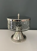 LAMEDORE AYAKLI VE KAPAKLI ORTA BOY KAVANOZ NİKEL 18,5X18,5X20,5 CM - 1