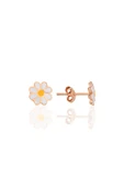 Gümüş rose mineli papatya çocuk küpesi SGTL12366ROSE - 1