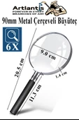 Metal Büyüteç 90 mm 1 Adet 6x Plastik Sap Çerçeveli 9 cm Büyüteç Merçek Okul Büro Ofis Krom Kaplama Büyüteç - 1