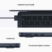Apple MacBook Air M2 16GB 256GB SSD macOS 13" Taşınabilir Bilgisayar Gece Yarısı MC7X4TU/A - 4