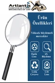 Metal Büyüteç 100 mm 1 Adet 6x Plastik Sap Çerçeveli 10 cm Büyüteç Merçek Okul Büro Ofis Krom Kaplama Büyüteç - 2