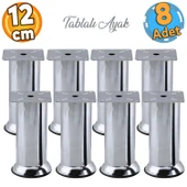 (8 ADET) Metal Krom 12 cm Baza Mobilya Koltuk Kanepe Yatak Çekyat Destek Yükseltme Ayağı Ayakları thumbnail 1