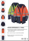 KKDAVM BESTGUARD İŞÇİ PARKASI YÜKSEK GÖRÜNÜMLÜ 5+1 PARKA - ÇOK KULLANIŞLI CEKET MONT PARKA - 1