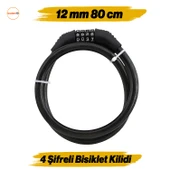 Şifreli Bisiklet Halat Zincir Kilidi 80 cm Çelik Kilit Çap 12 mm Ø  Hırsız Önleme Güvenlik 1 Adet thumbnail 1