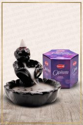 Geri Akışlı Şelale Temalı Siyah Tütsülük No:8 Ve Opium Konik Tütsü 40 Adet - 1