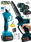 Germany Style Easycut  4 Akülü Dijital Ekran 40MM Budama Makinesi Dal Budama Testeresi İkili Set - 1