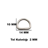 Anahtarlık Montaj Halkası D Çanta Bağlantı Halkası 14x10 MM (1000 Adet)  Gümüş - 3