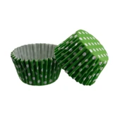 Cupcake Kalıbı Pet Kapsül Kek Kalıbı 48X34 MM (100 Adet)  Puantiyeli  Yeşil - 1
