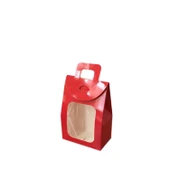 Kına Ve Çerez Çantası Pencereli Karton 7.5X11X4 (20 Adet)  Kırmızı - 1