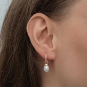 Gümüş Rose Damla İnci Kadın Küpe - 5