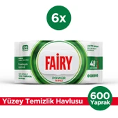 Fairy Power Wipes Yüzey Temizleme Mendili 100 Yaprak 6 Adet | Beyaz Sabun | Beyaz Sirke & Karbonat - 1