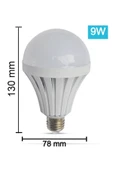 Vie Şarjlı Led Ampul 9W E27 Duy Beyaz Tasarruflu Ampul  Beyaz Işık 9 Watt Beyaz - 4