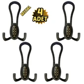 Siyah Desenli Vestiyer Portmanto 4 Adet Askılık Metal - 1