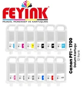 Feyink  Pro-4000-4100-6000-6100 PFI-1700 Kolay Dolabilen Dolum Kartuşu Çipli 12 Renk - 1