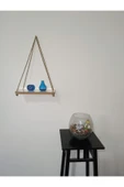 Fahrettin Küçük Halatlı Raf Kitaplık Ipli Duvar Rafı Mumluk Aksesuar Rafı Anahtarlık Tekli 21x32 Cm - 3