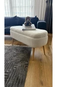 Fahrettin Küçük OSLO Wellsoft Kırık Beyaz Sandıklı Puf Kedi Yatağı Makyaj Masası Pufu Salon Pufu Orta Sehpa - 2