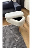 Fahrettin Küçük MİNİ OSLO Wellsoft Kırık Beyaz Sandıklı Puf Kedi Yatağı Makyaj Masası Pufu Salon Pufu Orta Sehpa - 5