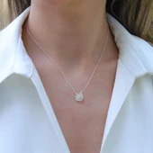 Zirkon Taşlı Lotus Çiçekli Gümüş Set thumbnail 2