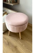 Fahrettin Küçük BERLİN Babyface Pembe Sandıklı Puf Kedi Yatağı Makyaj Masası Pufu Salon Pufu Orta Sehpa - 3