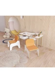 Fahrettin Küçük Montessori Çocuk Masası Oyun Masası Aktivite Masası Çalışma Masası - 2 Adet Puflu Sandalyeli - 1