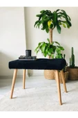 Fahrettin Küçük Gürgen Retro Ahşap Ayaklı Handmade Siyah Pofidik Puf Bench Koltuk Sandalye - 3