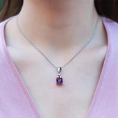 Ametist Taşlı Gümüş Otantik Kolye Küpe thumbnail 3