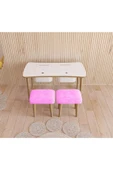 Fahrettin Küçük Montessori Çocuk Masası Oyun Masası Aktivite Masası Çalışma Masası - 2 Adet Welsoft Pembe Puflu - 1