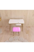 Fahrettin Küçük Çocuk Masası Aktivite Masası Çalışma Masası Oyun Masası Pembe Puflu Tabureli - 2