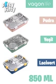 Vagonlife Büyük Ebat 850 ML (Paslanmaz Çelik Tek Kat Dört Bölmeli Çorba Kaseli Lunch Box Yeni Nesil Sefer Tası -FFLBOX50433 - 6