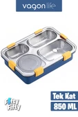Vagonlife Büyük Ebat 850 ML (Paslanmaz Çelik Tek Kat Dört Bölmeli Çorba Kaseli Lunch Box Yeni Nesil Sefer Tası -FFLBOX50433 - 2