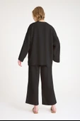 Yazlık Kimono Salaş İkili Siyah Keten Takım - 3
