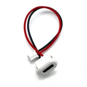 Type C Panel Montaj Dişi Soket 2 Pin 10cm Kablolu Beyaz  Uzatma Konnektör Araba Kamera Oyuncak Telefon Şarj Mp3 Tablet - 1