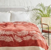 Karaca Home Leaf Terracota Tek Kişilik Pamuk Battaniye - 4