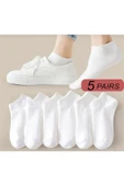 5 Çift Derby Desenli Beyaz Kadın Patik Çorap thumbnail 1