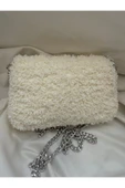 Kadın El Yapımı Teddy Çanta Kırık Beyaz thumbnail 4