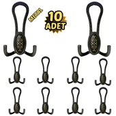Siyah Desenli Vestiyer Portmanto 10 Adet Askılık Metal - 1
