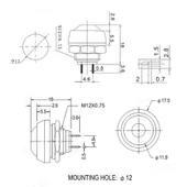 12mm PBS-33B 2 Pin Push Buton Yeşil  ON OFF 1A 250V Mini Yuvarlak Su Geçirmez Anahtar Momentary Switch - 8